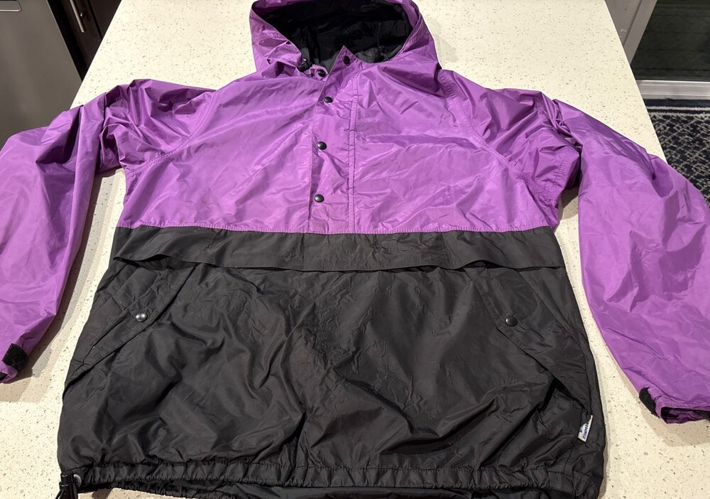 Vtg 90s REI Gore-Tex Anorak Pullover Rain Jacket -Men's XL Purple Black Flaws